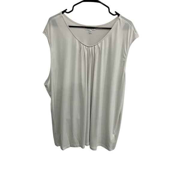 Serengeti Womens Plus Size V Neck Pleated Blouse 4X Polyester Spandex White Top - Picture 1 of 10